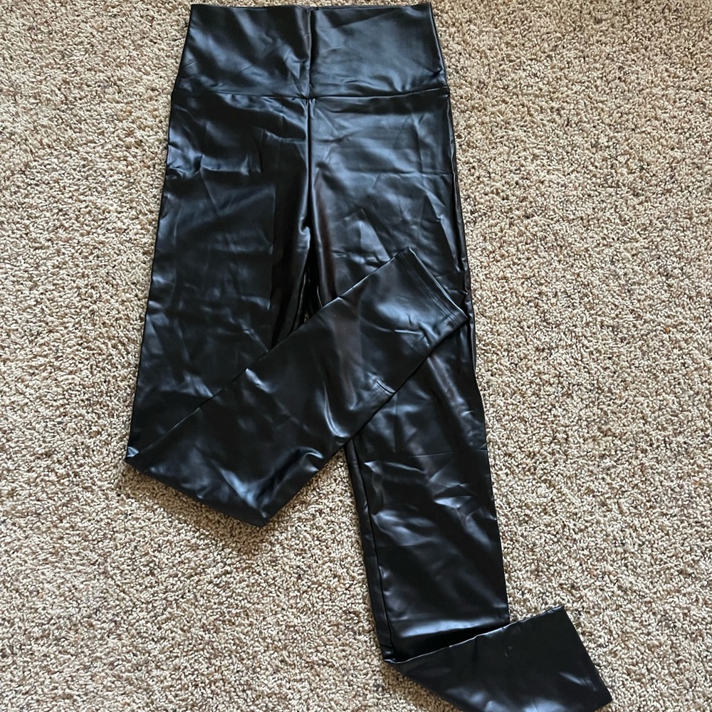 Black leather leggings